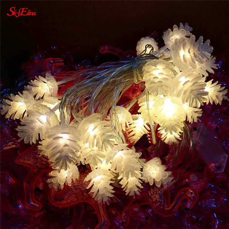 Разноцветный сосновый конус 1 5/3/6 м новогодняя светодиодная гирлянда сказочные