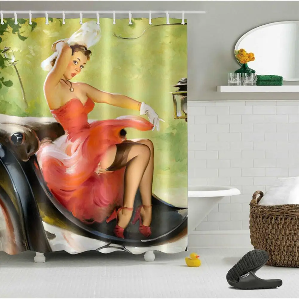 Curtain-843 LB 180*180 Европейская сексуальная девушка в бикини 3d занавеска для душа s моющаяся Водонепроницаемая занавеска для ванной комнаты ткань полиэстер для декора ванной - Цвет: Curtain-843