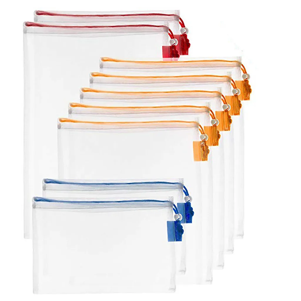 9 шт многоразовые мешки из сетки моющиеся для хранения продуктов фруктов и овощей