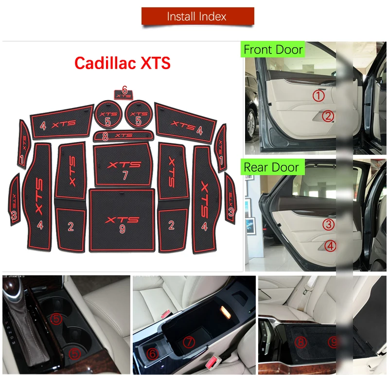 Противоскользящий коврик для ворот резиновые подставки Cadillac XTS 2013 2014 2015 2016 2017 2018