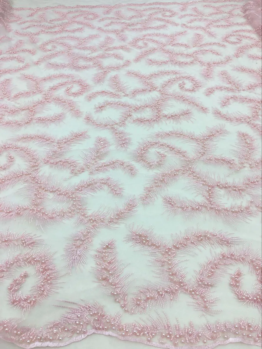 Кружевная ткань ручной работы. с тяжелыми бусинами для платьев высокой моды