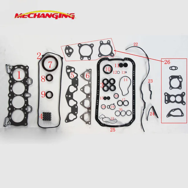 Для HONDA CIVIC D13B1 D13B2 D15B D15B1 D15B2 D15B7 детали двигателя комплекты для восстановления двигателя прокладка двигателя 06110-P03-010 50115800