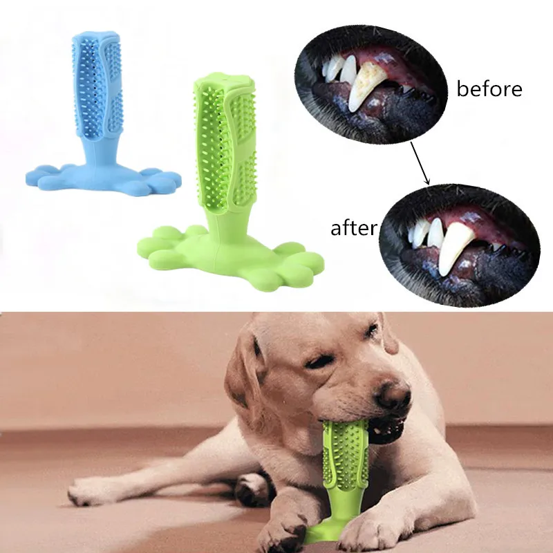 Dog Toothbrush Pet Chewing Dental Toys Pets Oral Care Brushing Stick Rubber Doggy Teeth Cleaning Bite Toy Puppy Products | Дом и сад