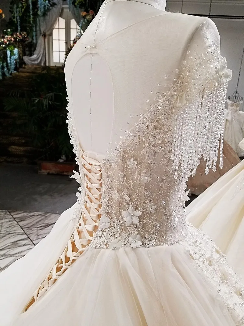 LS12470 свадебное платье 2018 Роскошное O образным вырезом для блузки с кружевами из