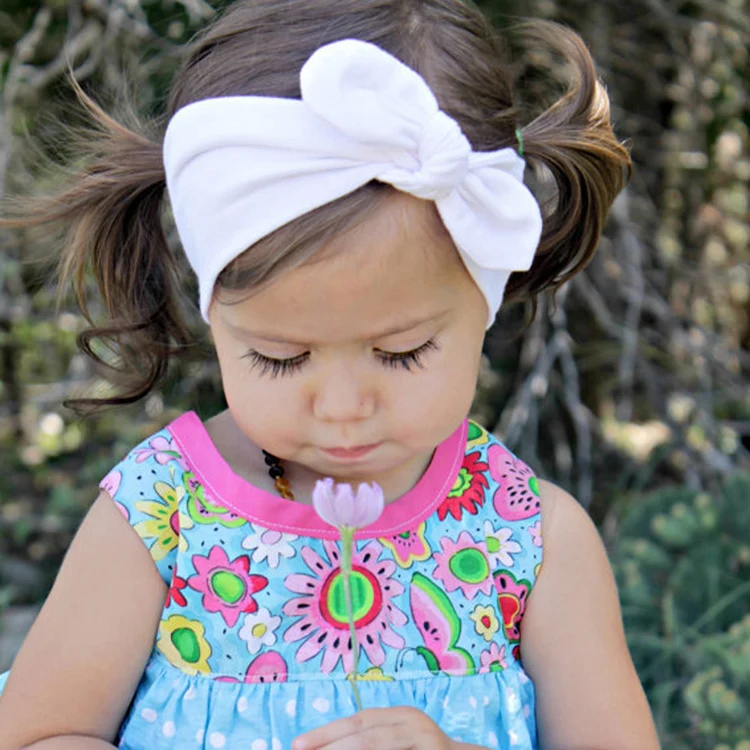 Милый бант с кроличьими ушками в форме резинки для волос Твердые Цвет эластичные