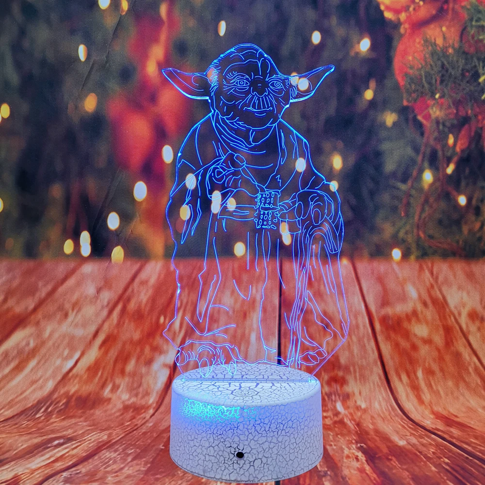 Крутой дропшиппинг Звездные войны Мастер Йода лампа 3D ночник Led 7 градиент Авто
