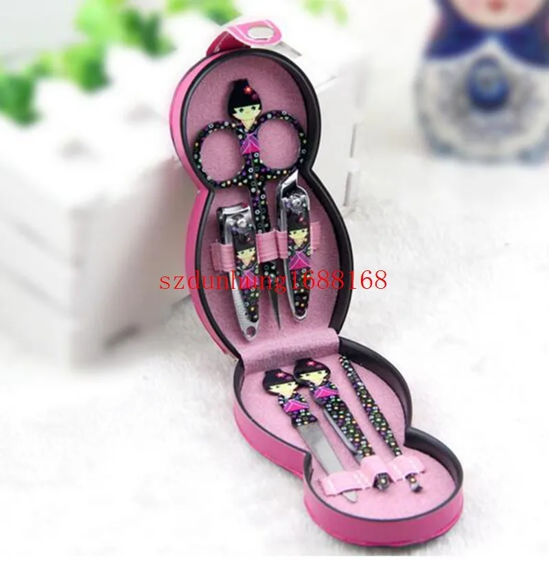 

100sets/lot FreeShipping Wholesale hot set baby nail clippers doll nail scissors set new peculiar Russian doll beauty nail suits