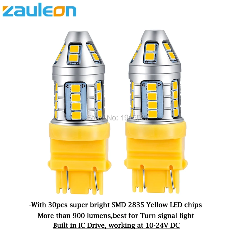 Zauleon 2 шт. 3157 3156 3057 3056 P27/7 Вт T25 желтый указатель поворота с 30SMD 2835 авто светодиодные