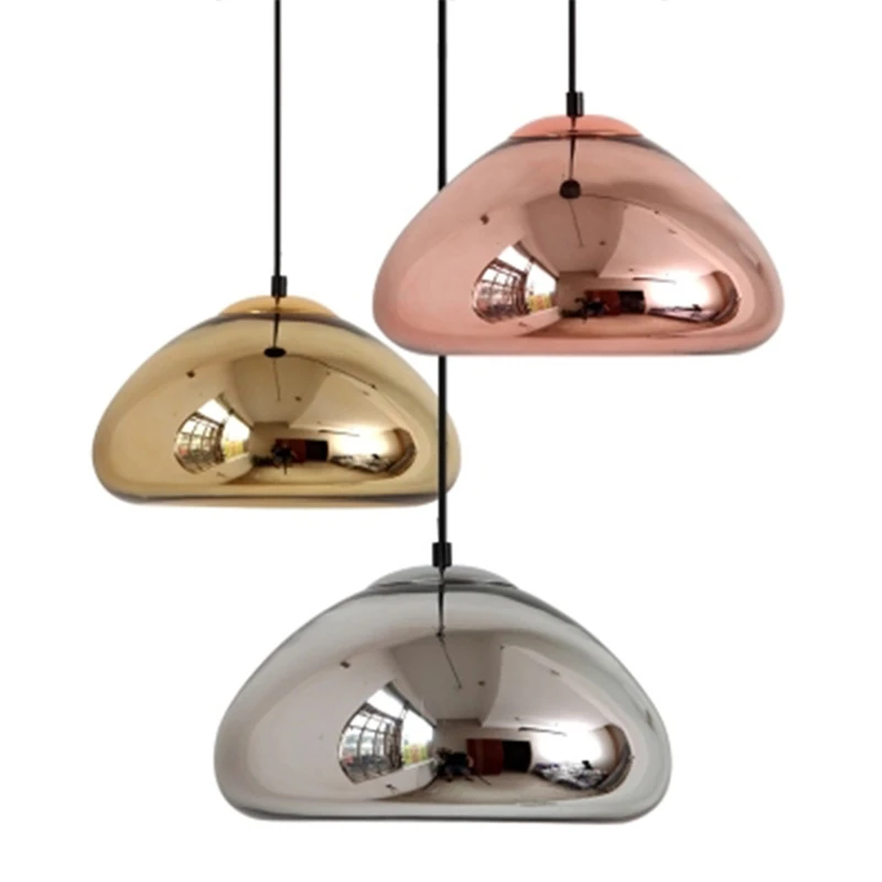 

wongshi Modern Plated Glass Pendant Lamp Chrome Gold Copper Glass Globe Round Ball Pendant Lights for Dining Room