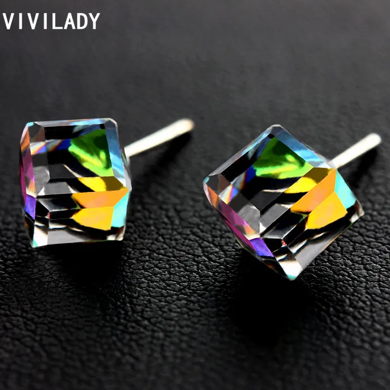 Серьги гвоздики VIVILADY с искусственным жемчугом женские круглые квадратные