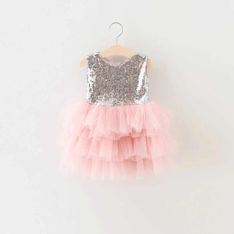 2018 chirstmas girl gold sequin red tulle dresses shinny princess flare birthday dress Puffy Mini Dresses With oversize Bows | Детская