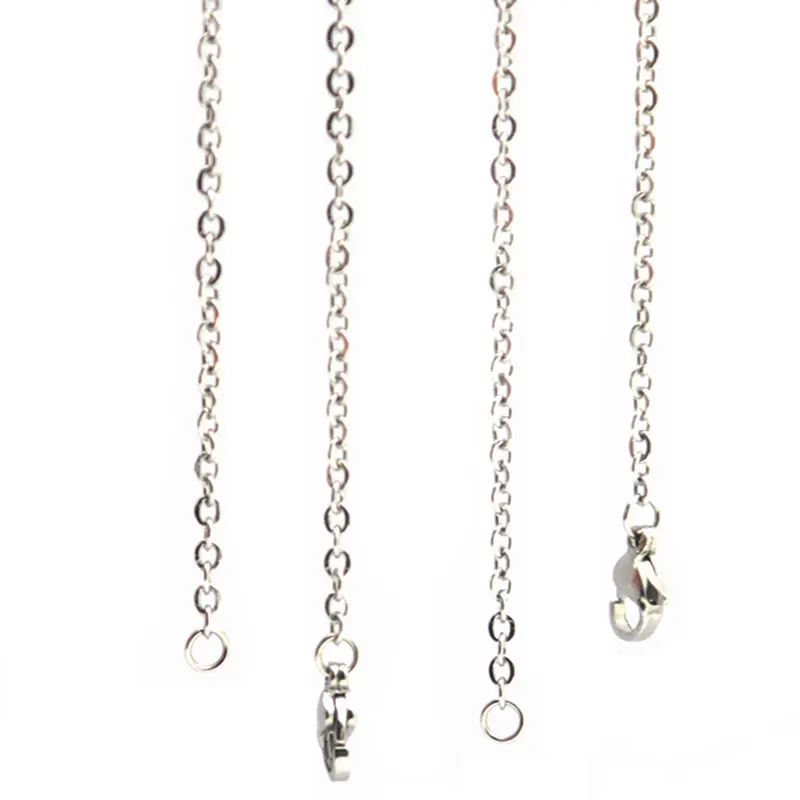 

10cs 2.4mm Width 30'' Silver Stainless Steel flat oval Necklace Chain For memory living Glass Locket & oil Diffuser Locket