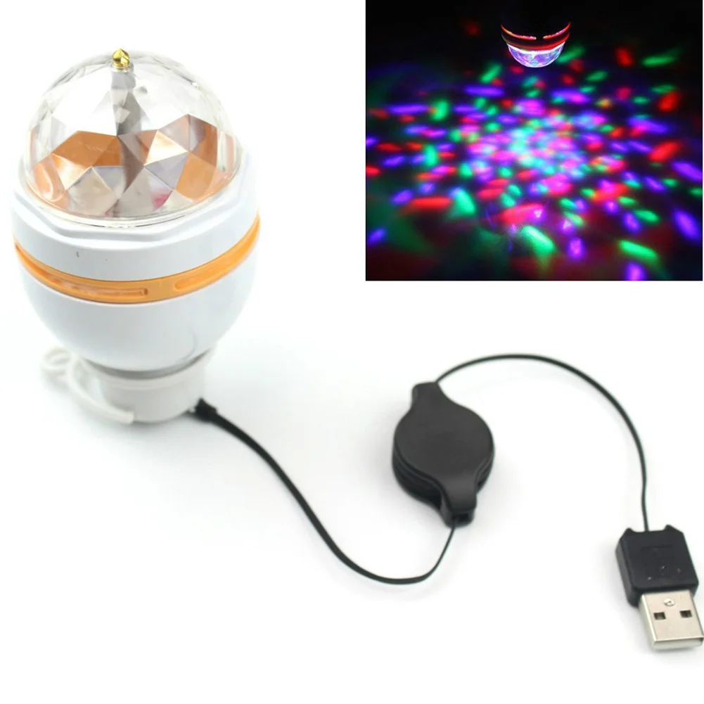 RGB светодиодный вращающийся сценический свет USB Автоматическая Вращающаяся