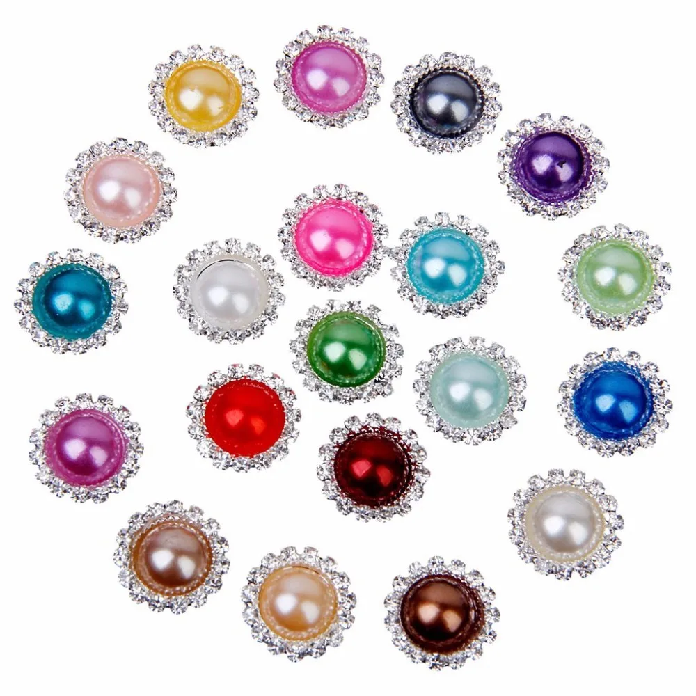 

2018 New Arrival Hot Sale 15mm Round Flatback Decorative Button Diy Hair Interspersed Buttons Shiny Wedding Accessories 100pcs