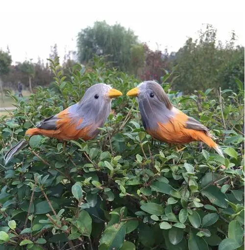 Пара милых моделей птиц из пластика и меха маленькие куклы-птицы подарок около 20