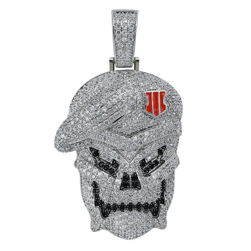 Silver TOPGRILLZ персонализированные черные ОПС кулон ожерелье мужчины Iced Out хип хоп/панк золотые подвески серебряного цвета Цепочка-украшение подарки - Окраска металла: Silver