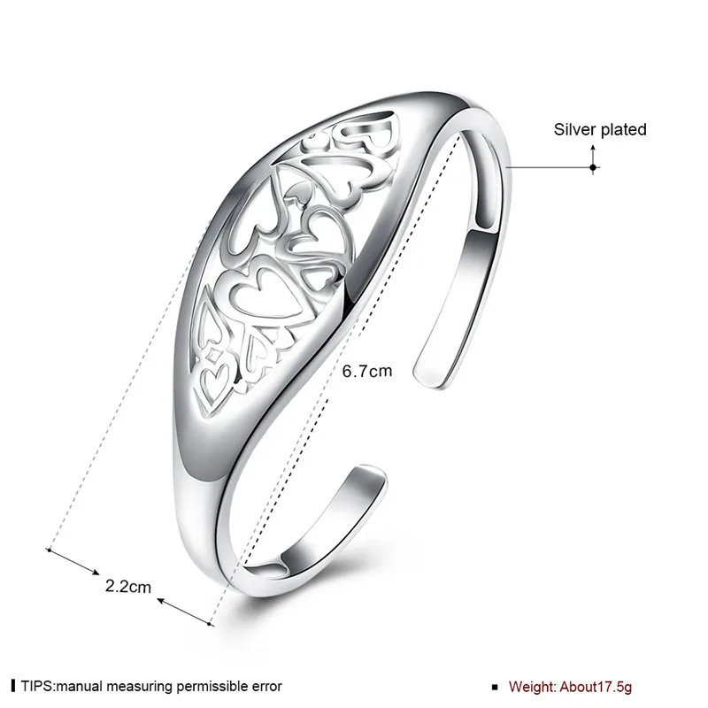 Сердце любовь браслет год сбора винограда для женщин посеребренные браслеты и