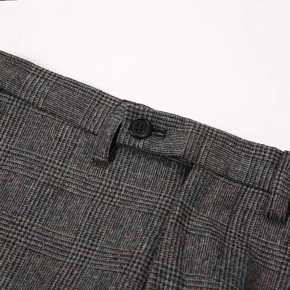 Рустикальные Свадебные шерстяные твидовые серые клетчатые мужские брюки