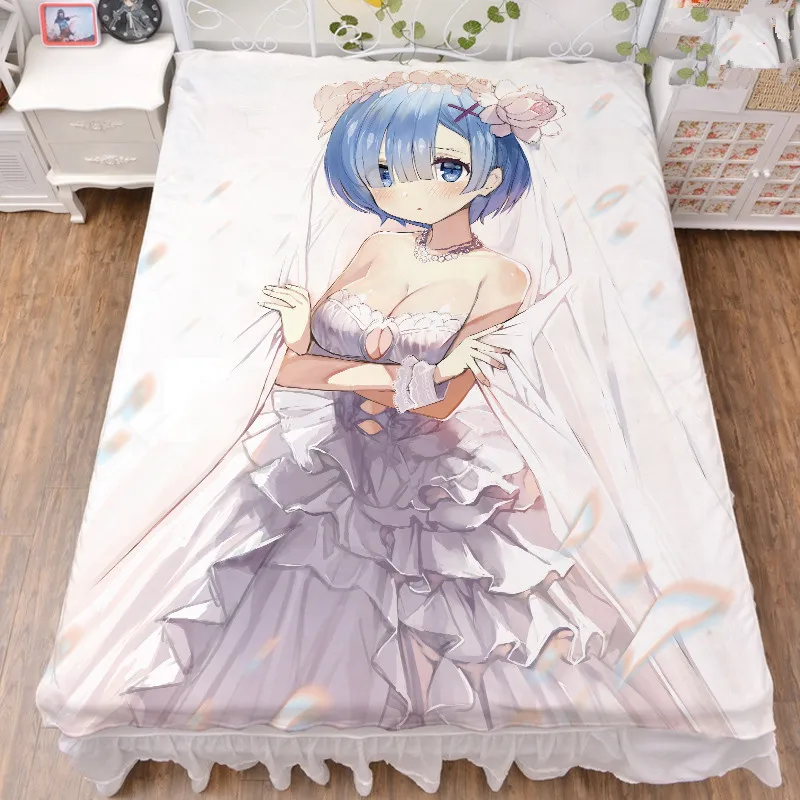 7 Аниме Re Zero kara Hajimeru Isekai Seikatsu сексуальные девушки персонажи Rem простыня молочное волокно и фланель одеяло летнее одеяло 150x200 - Цвет: 7