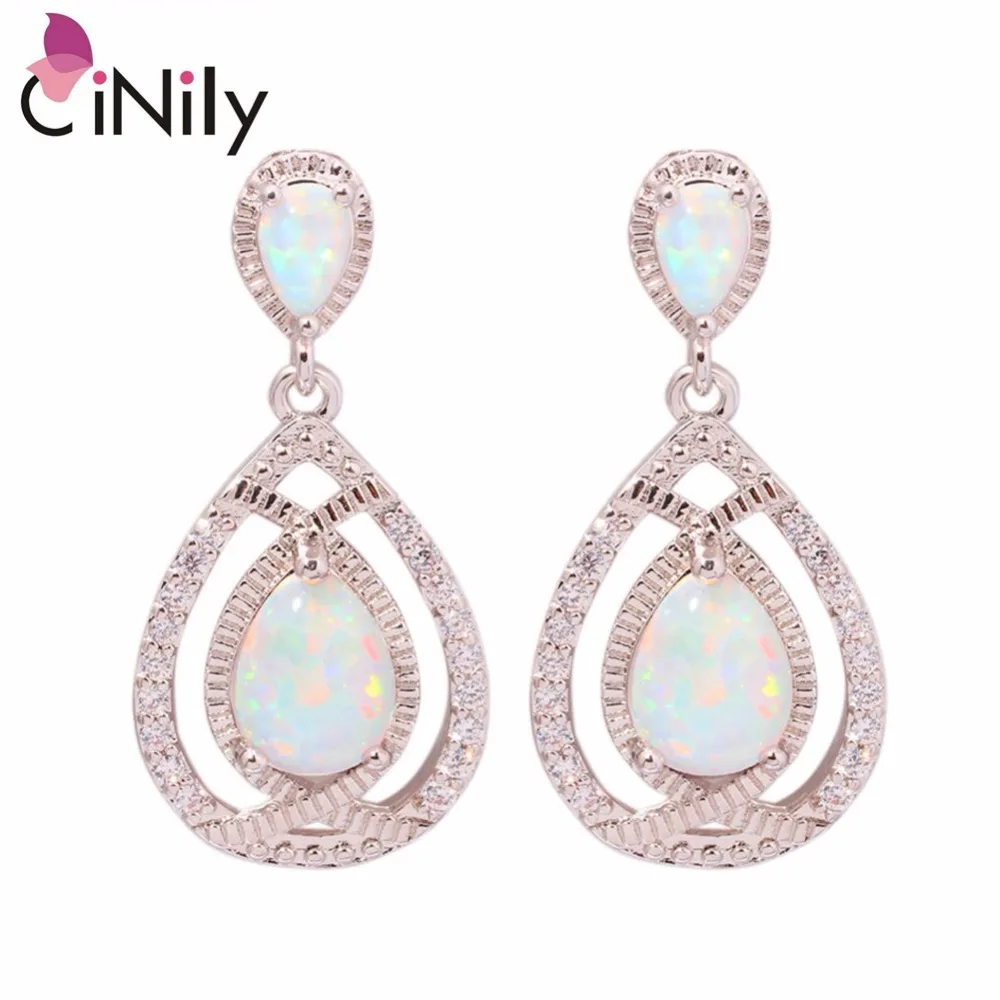 CiNily создан Белый огненный опал кубический цирконий посеребренный оптовая