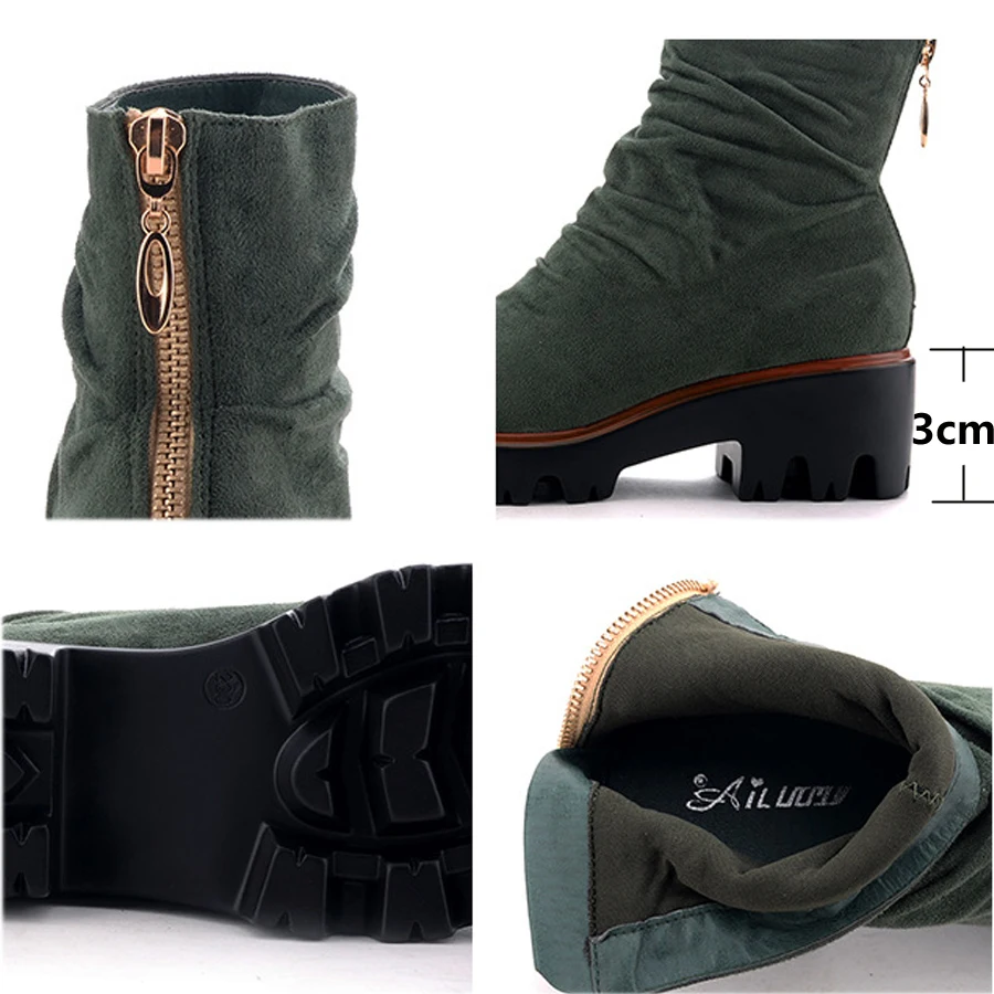 Замшевые женские ботинки ботильоны на не сужающемся книзу массивном каблуке 2018