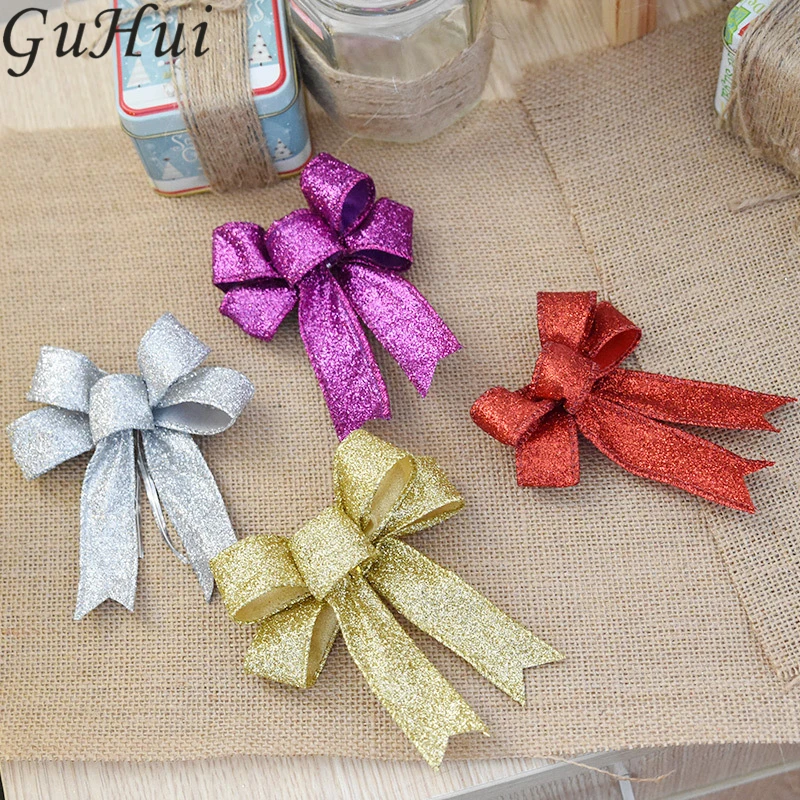 5 шт. Рождественская елка украшения поставки красочные блестящие ленты бант