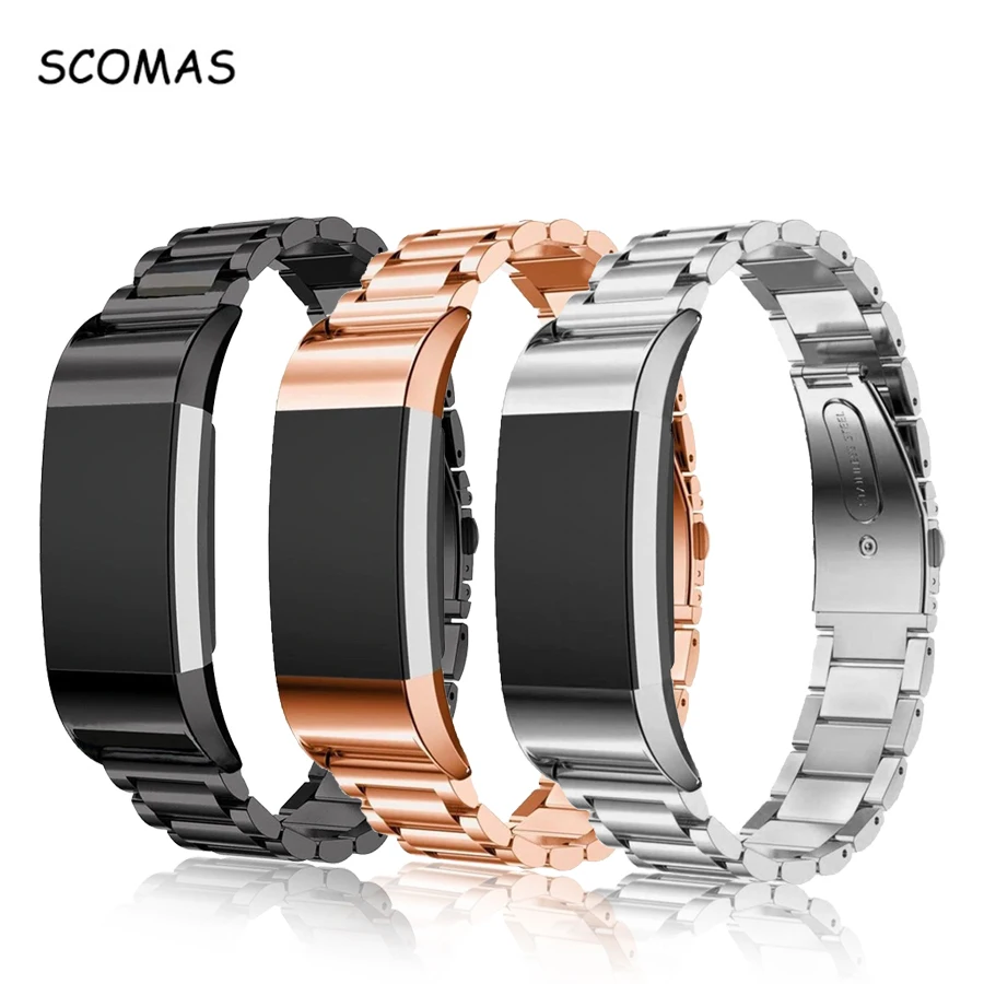 Ремешок SCOMAS из нержавеющей стали для часов Fitbit Charge 2 металлический сменный