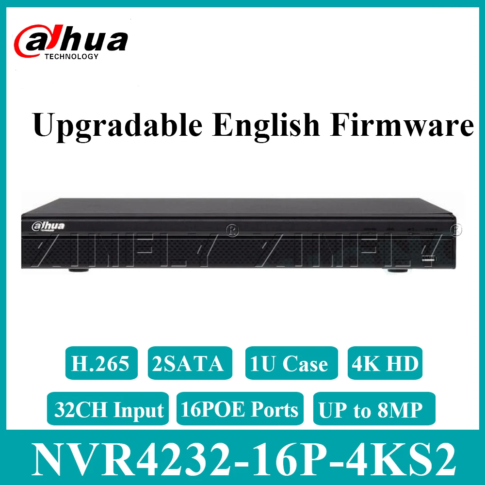 Dahua оригинальный NVR4232 16P 4KS2 сетевой видеорегистратор жесткий диск 32CH 8MP 1U 16POE 4K H.265