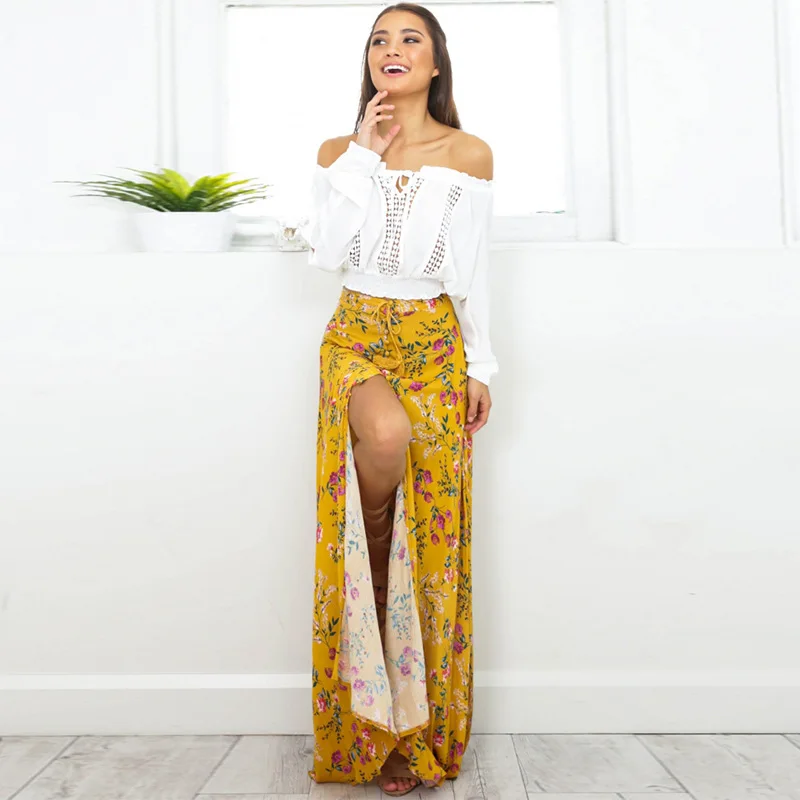 Новая мода лето 2017 Юбки для женщин Для S boho длинная юбка Обувь Девочек Пляжные