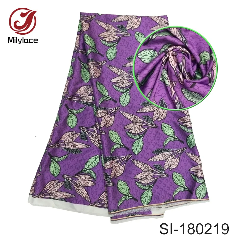 

Hot selling african wax pattern digital printed silk fabric fashionable multi color design nigerian silk fabrics SI180220