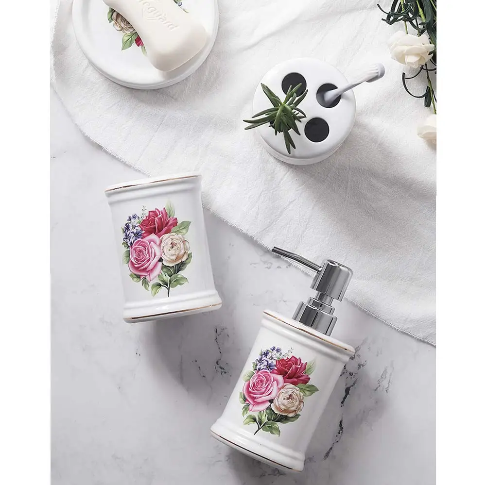 Набор керамических аксессуаров для ванной комнаты диспенсер лосьона держатель