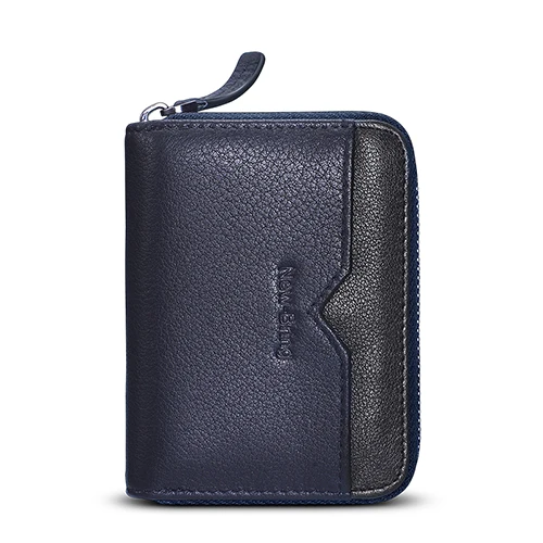 Blue-12CardSlots Кожаный футляр для карточек NewBring, с 30 12-битной блокировкой NFC, кошелек для мужчин и женщин на молнии, для банковских карточек, визиток и удостоверений - Цвет: Blue-12CardSlots