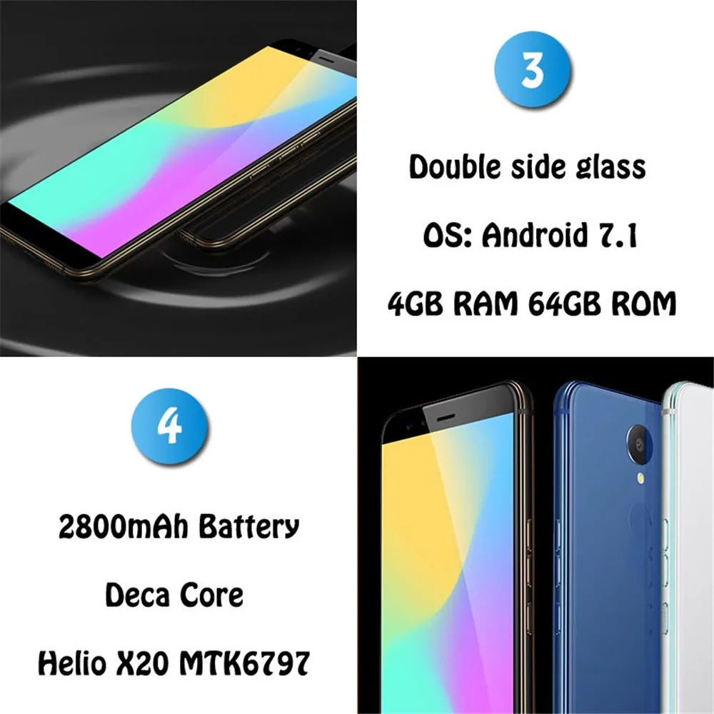 Пойдем U7 мини смартфон Iris Признание 4G 6 B 5 47 &quot18:9 helio X20 deca core face ID 16MP 2800 мАч android LTE