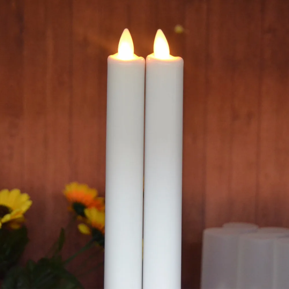 2Pcs Luminara Battery Operated Flickering Led Candles Flameless White Stick Candle Light Lamp for Wedding Home Table Decoration | Дом и сад