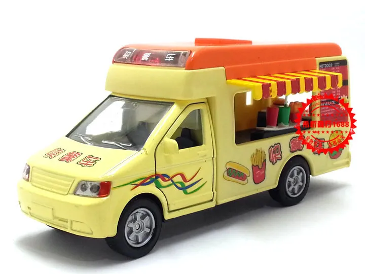 Free Shipping ETI brand children pull back diecast alloy models ice cream fast food truck with light and sound in gift box gld05 | Игрушки и