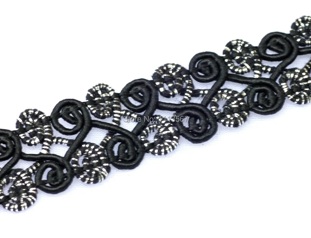 20 ярдов плетеная черная трикотажная тканая кружевная ткань лента отделка