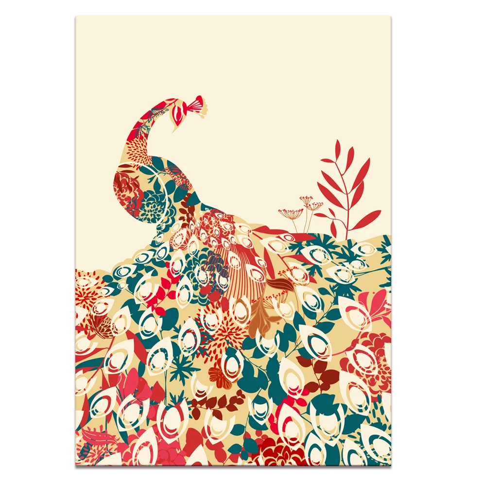 Визуальный художественный Декор Павлин холст печать работа Очаровательная