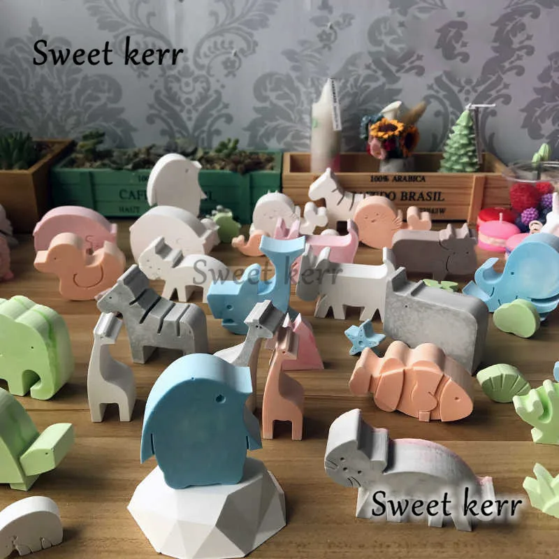 Супер мило Зебра носорога Слон и Жираф Пастбища животных цемента силикона формы