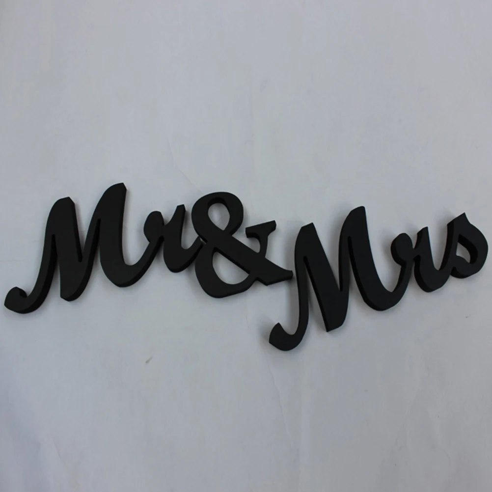 Mr & Mrs деревянные буквы Свадебные украшения свадебный подарок (черный)|mr mrs wooden|wedding