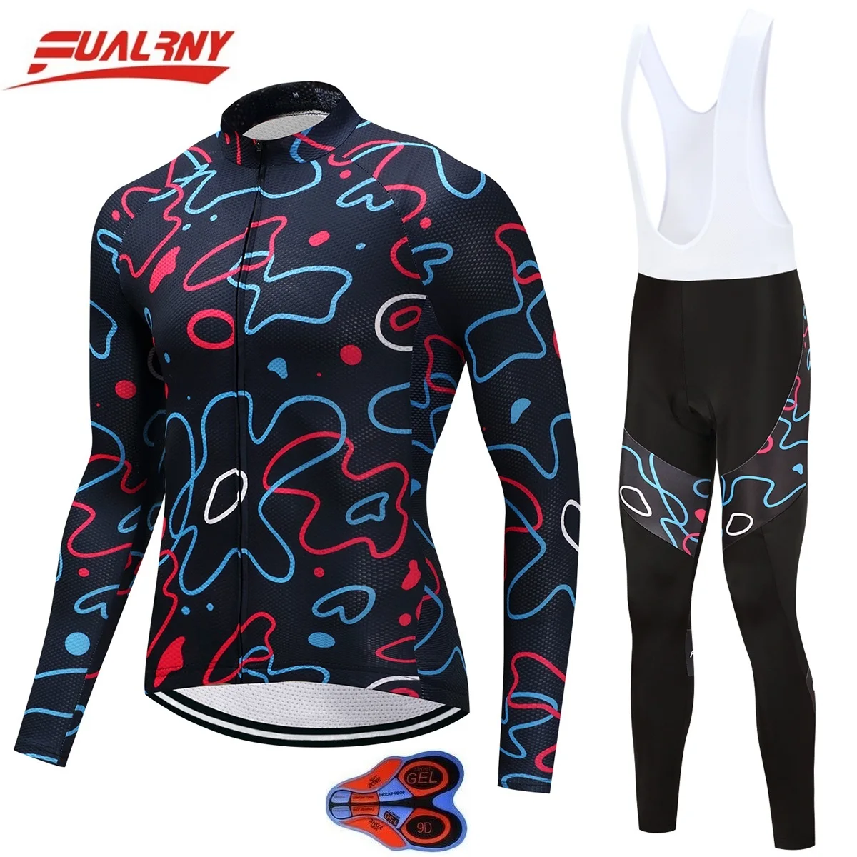 2018 команда FUALRNY с длинным рукавом Ropa Ciclismo Vélo комплекты 9D гель/Осень велосипед