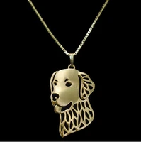 golden retriever necklace dog pendant jewelry golden colors plated