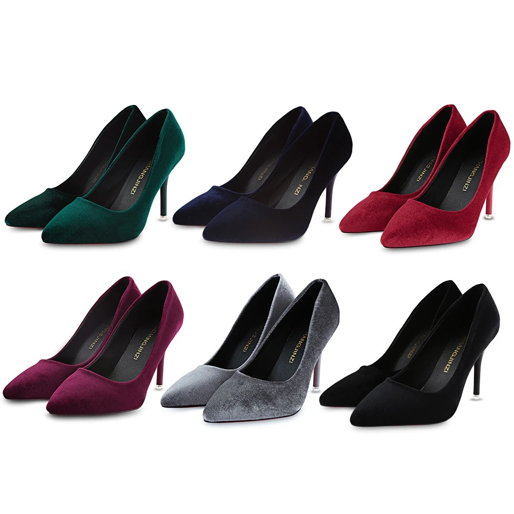 Высокие Каблуки Обуви Женщина 2017 Подлинная Замши Женщины Насосы Тонкий Спайк