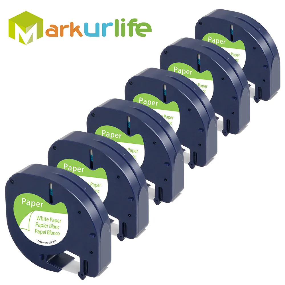 

91200 91330 Label Ribbon Compatible for Dymo Letratag Refills Black on White Tape for Dymo LetraTag Plus LT100H LT100T QX50