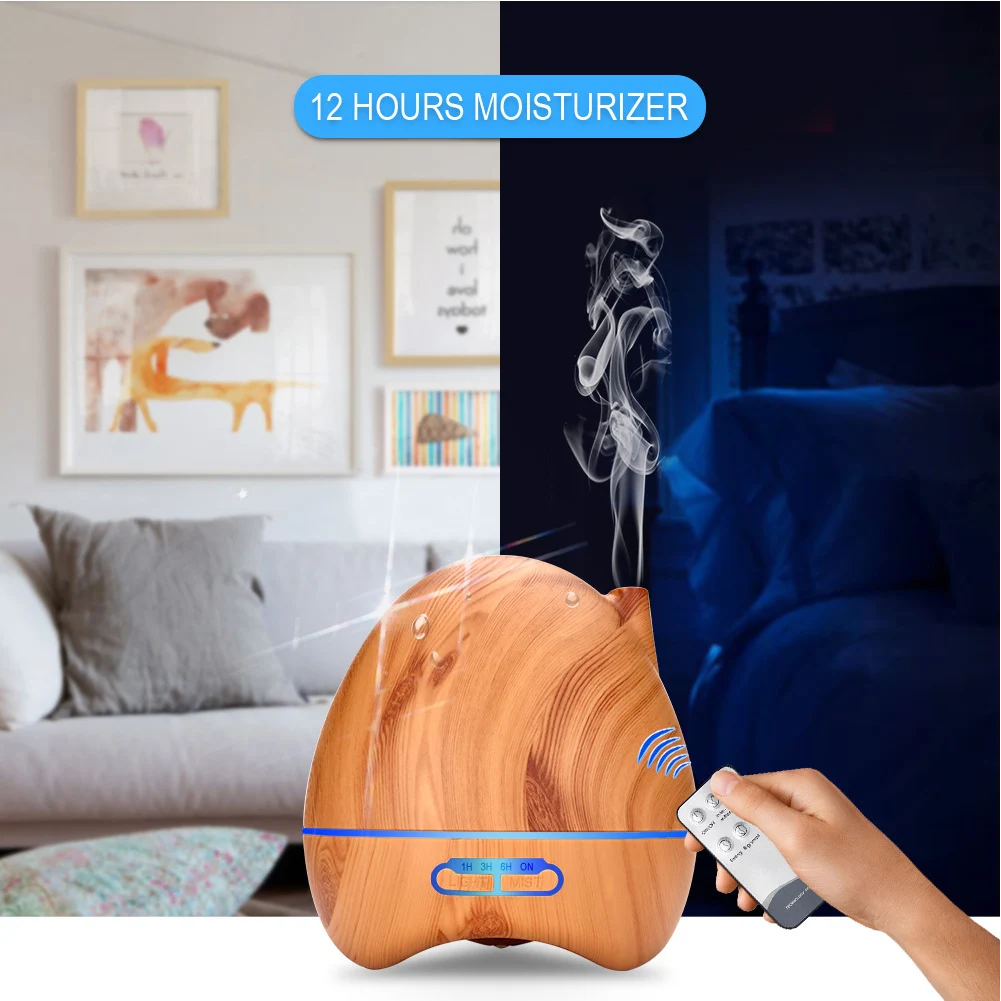 500ML Air Humidifier with Remote Control Essential Oil Diffuser Humidificador Mist Maker 7 shoothing LED Aroma Diffusor | Бытовая