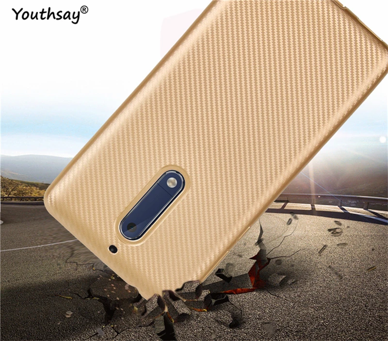 Carbon Fiber Case For Nokia 5 Silicone Brushed Soft TPU Protective Nokia5 Phone Cover Shell Funda Youthsay | Мобильные телефоны и
