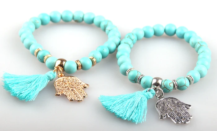 Женский стрейчевый браслет с кисточкой 8 мм | Украшения и аксессуары