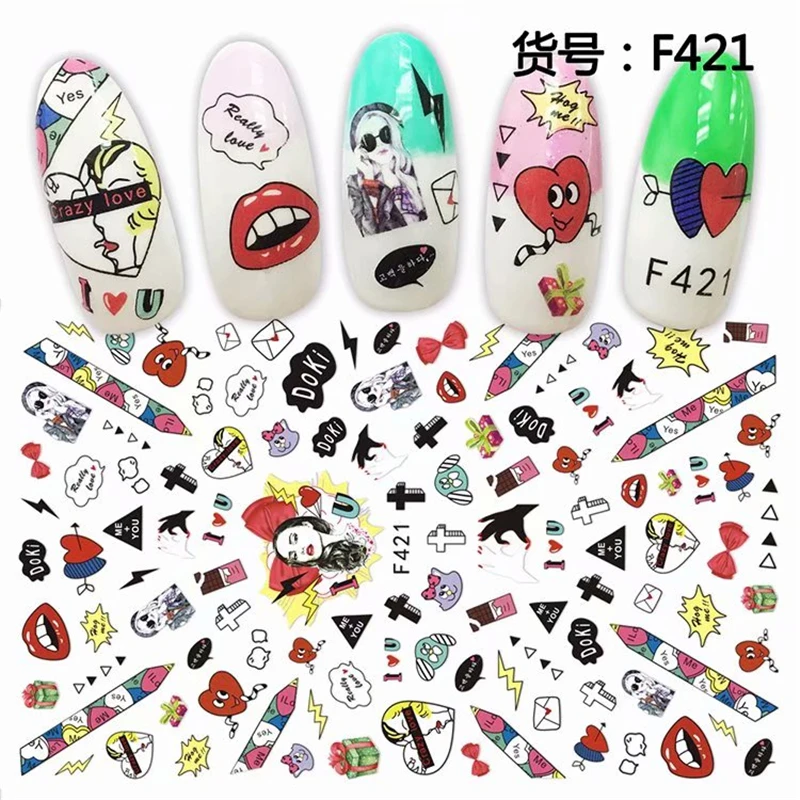 

Self-adhesive ultra-thin fashion design 3D decals Nail Art decorations Stickers Manicure acrylic nail supplies tools