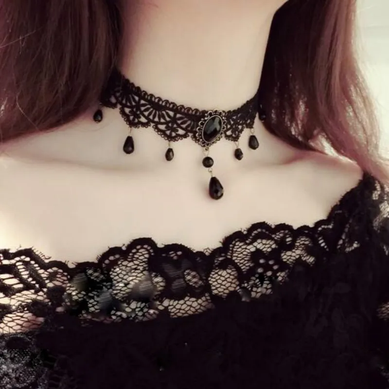 Женское бархатное ожерелье-чокер яркие ожерелья и подвески черного цвета