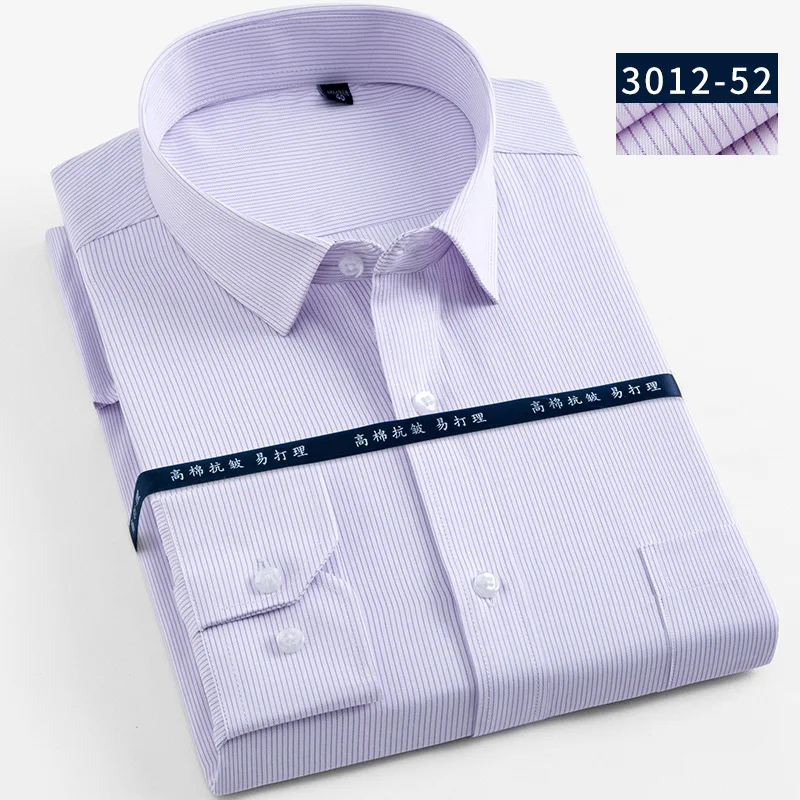 3012 52 stripe Для мужчин s повседневные тонкие рубашки Fit Большой Размеры 6XL 7XL 8XL полосатый/твил мужская одежда рубашка с длинным рукавом Для мужчин работы футболки Мужской топы - Цвет: 3012 52 stripe