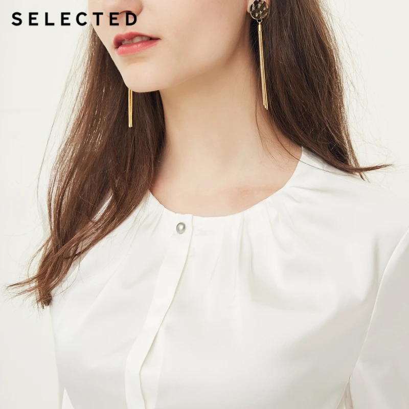 Выбранная женская рубашка с круглым вырезом прямой крой потайная спереди